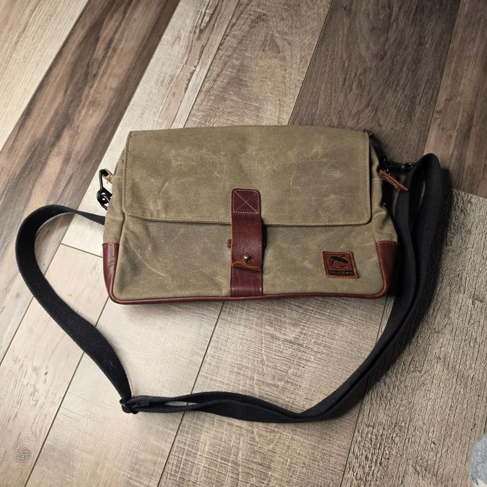 NutSac Satchel 13 Messenger Bag Mens Olive Waxed Canvas Leather USA Made EDC 13"